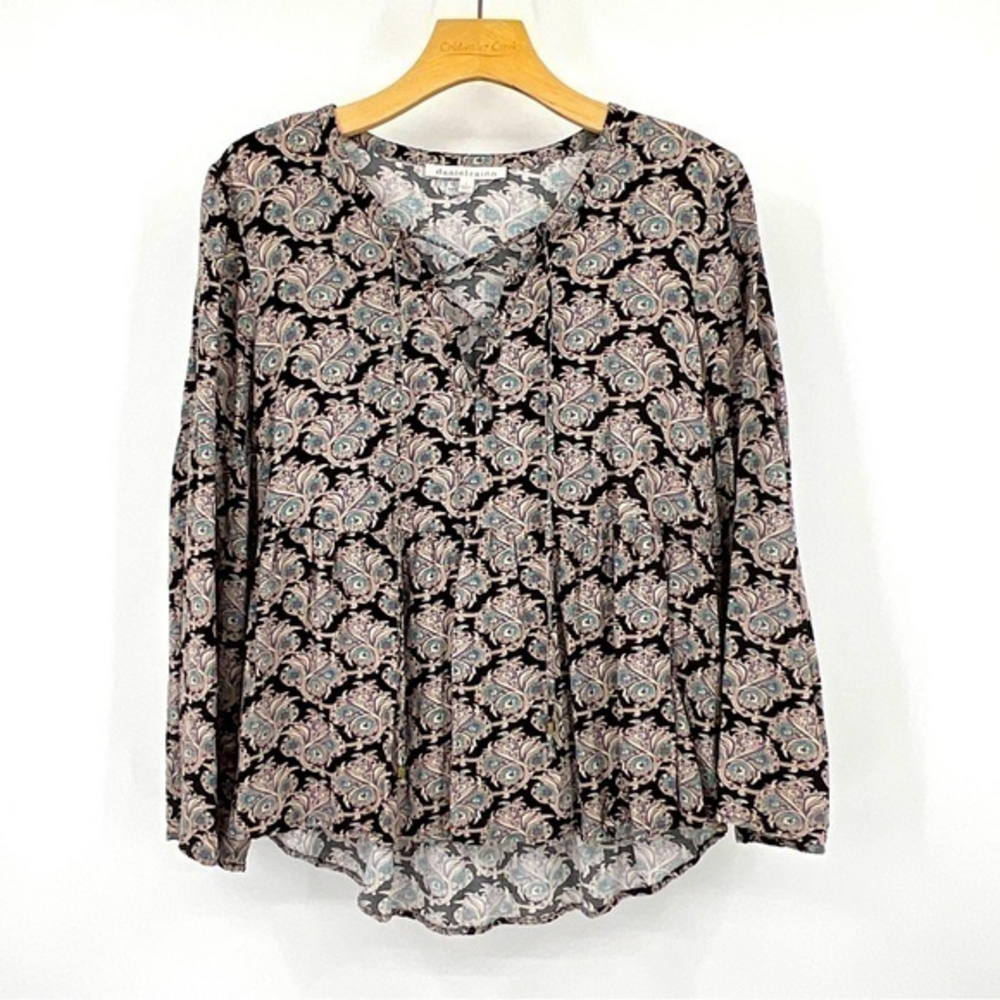 Daniel Rain Paisley baby‎ doll top, Long bell sleeves Size Small B11